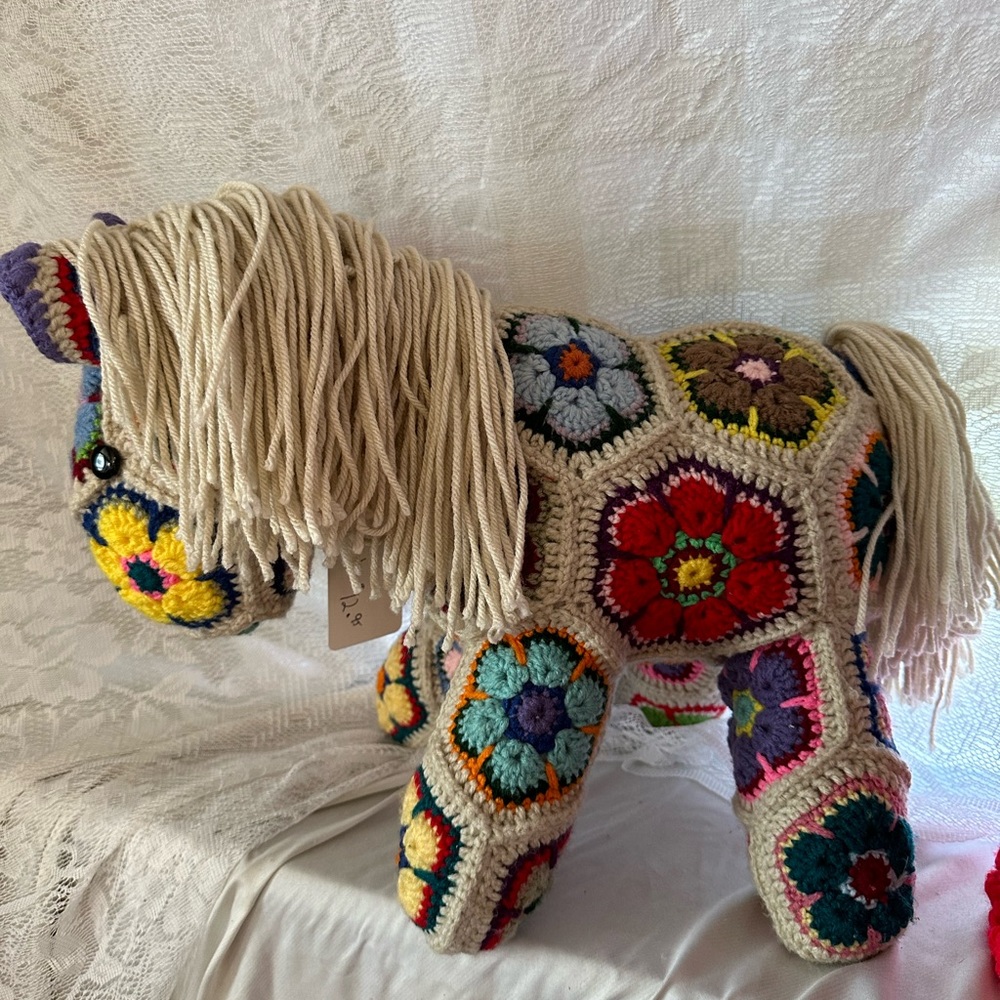 Floral Crochet Horse Plush